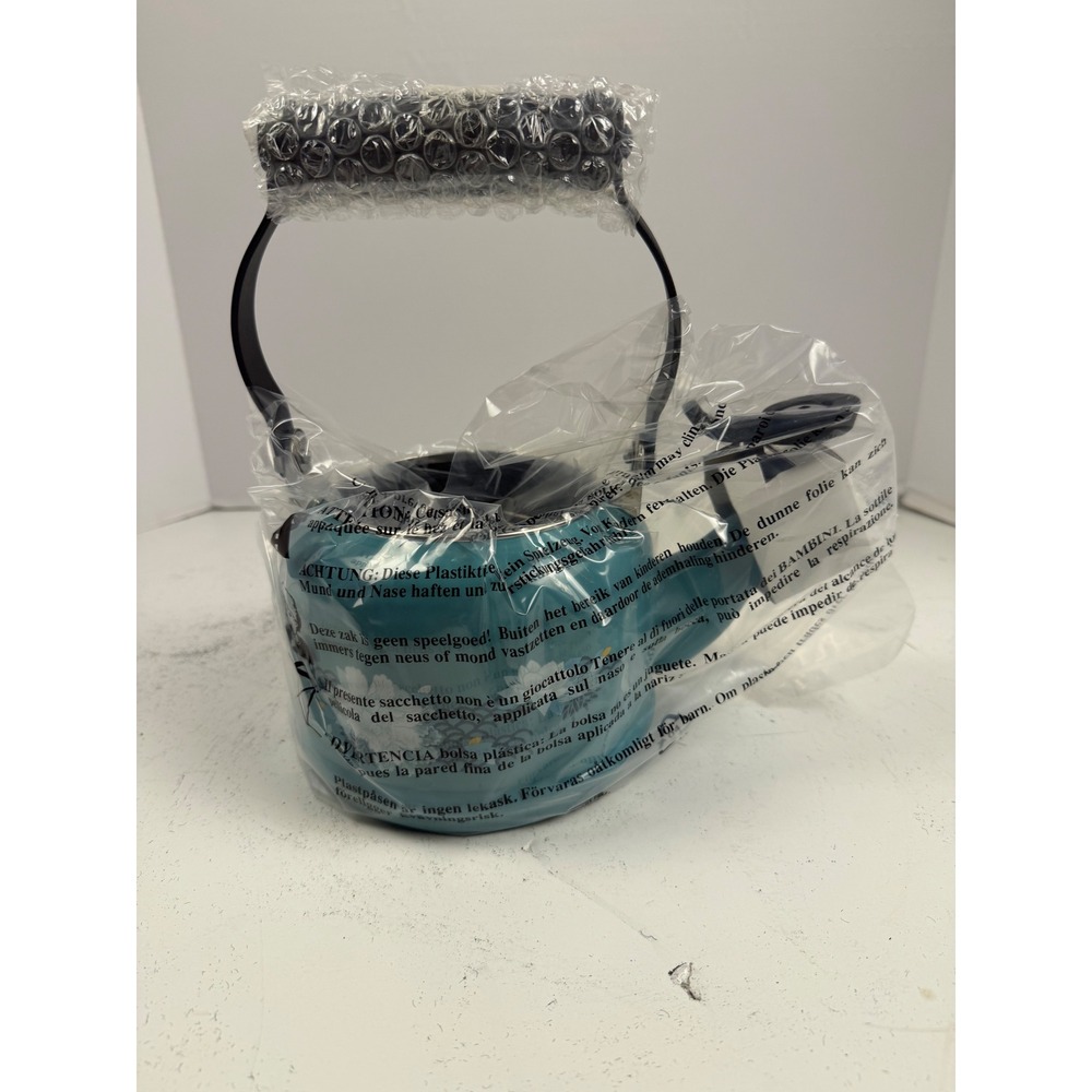 Le Creuset Demi Kettle Teal Blue Floral Crane Enamel on Steel 1.1L 1.25 Qt NEW